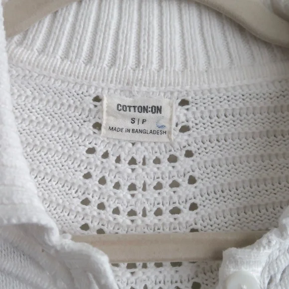 Cotton On White Cropped Pointelle Knit Button Cardigan - Picture 9 of 14